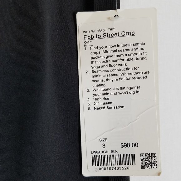 lululemon Ebb to Street Highrise Crops - 8 - NWT's - Picture 2 of 5
